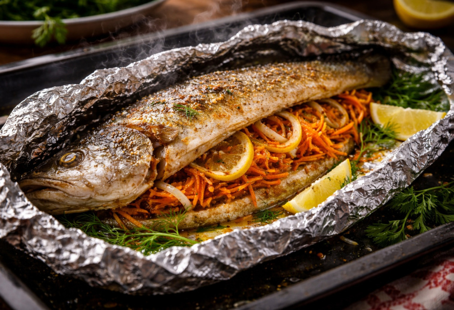 Рыба с характером: запеченный судак с овощной начинкой для любого случая