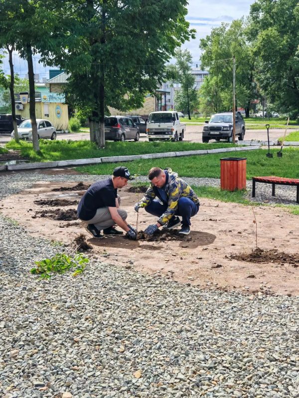 Депутат Городской Думы Биробиджана Кирилл Девятко высадил аллею сакуры перед обувной фабрикой Депутат Городской Думы Биробиджана Кирилл Девятко высадил аллею сакуры перед обувной фабрикой