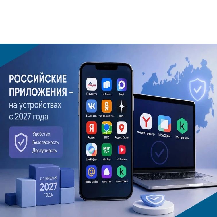 С 1 января 2027 года на смартфоны, планшеты и компьютеры, продаваемые в России и странах ЕАЭС, будут предустанавливаться российские приложения