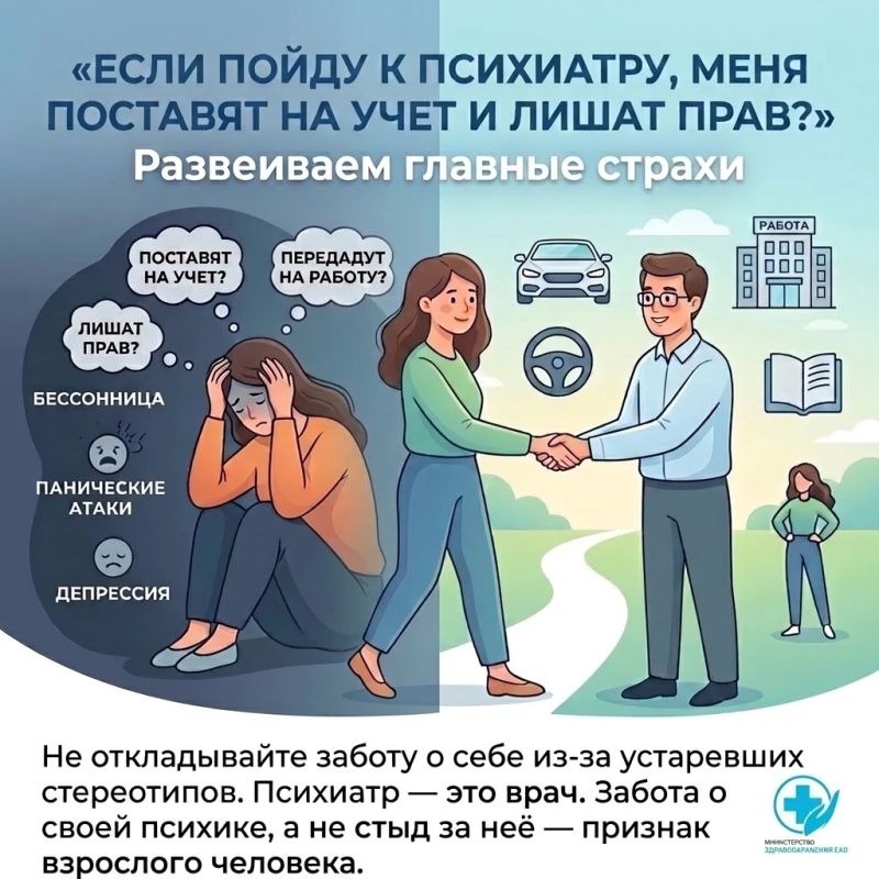«Если пойду к психиатру, меня поставят на учет и лишат прав?» Развеиваем главные страхи
