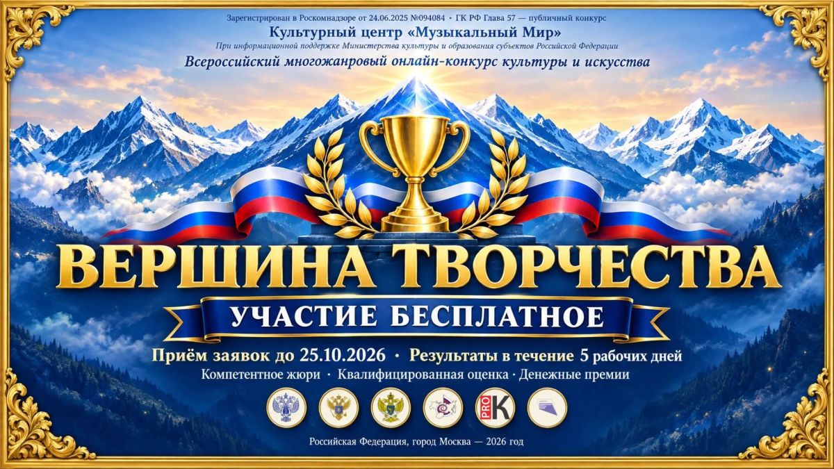 Культурный центр «Музыкальный Мир» при информационной поддержке Министерства культуры и образования субъектов Российской Федерации и государственного портала «Про